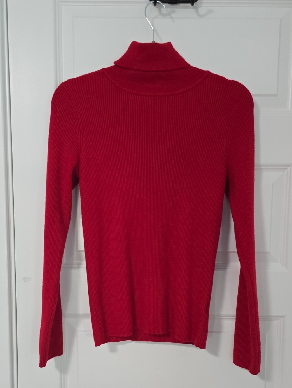 Women's Express Red Ribbed Turtleneck Sweater Slim Fit Large